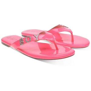 NIB Wild Pair "Boy Bye" Graphic Bright Pink Rhinestone Sandals Size 7.5 *bsmt